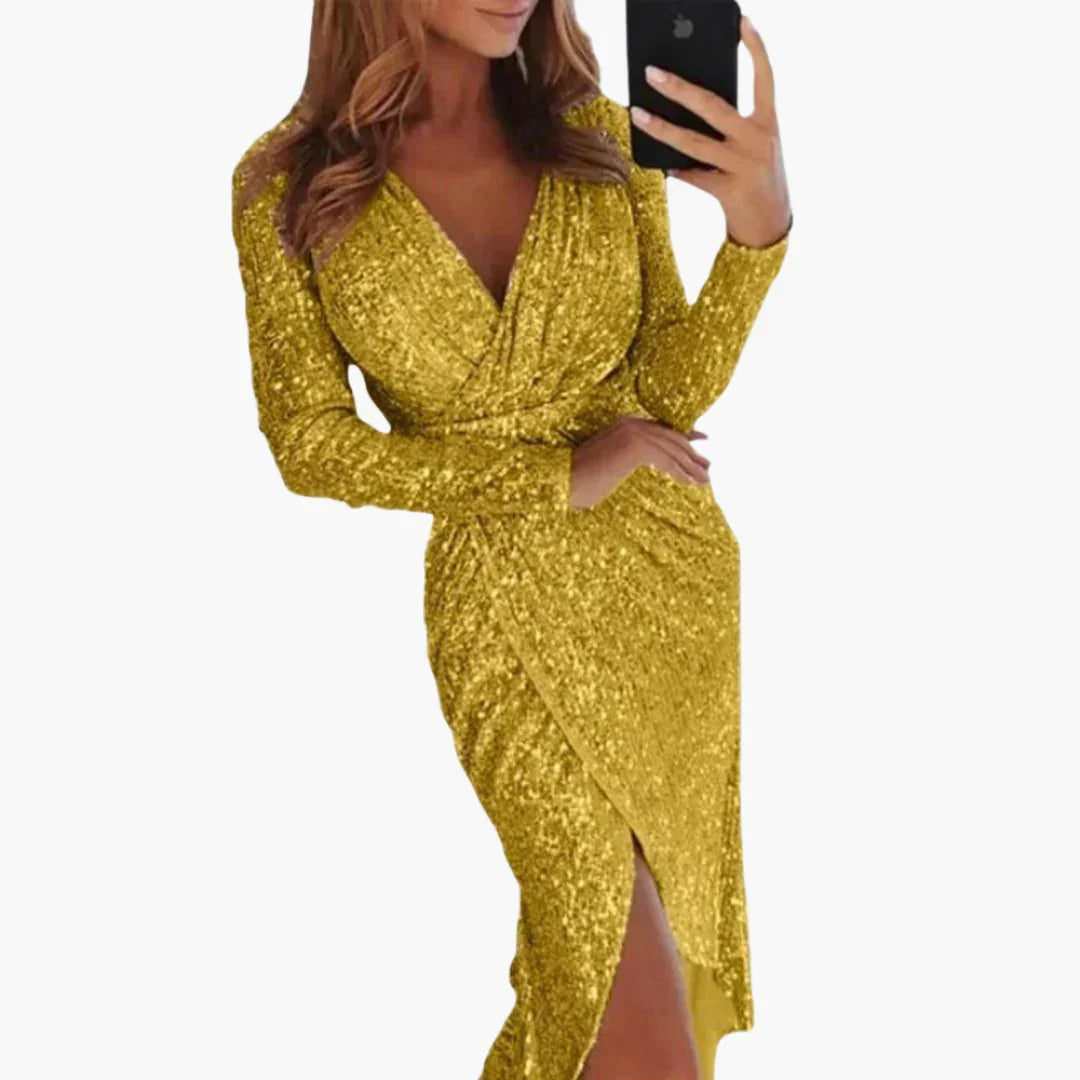 Sequin Dress with Slit for Women  Sparkling & Elegant