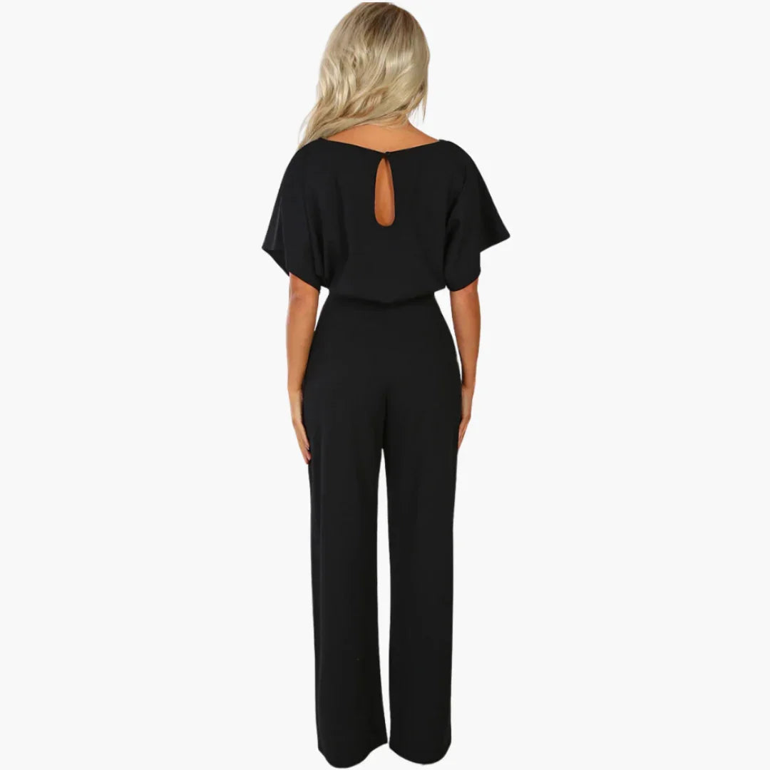 Elegant Jumpsuit with Wide Legs for Women  with Tie Belt