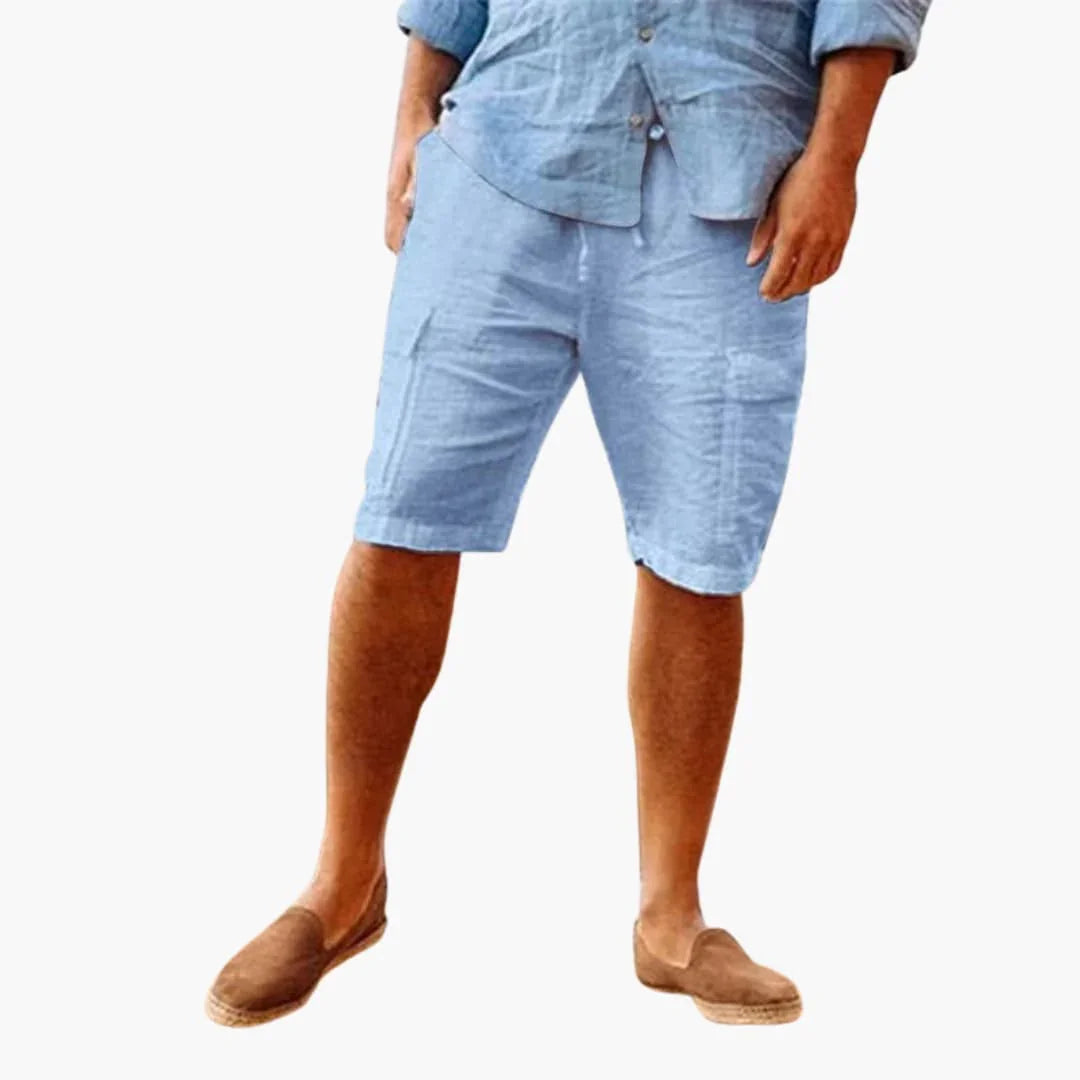 Men's Linen Shorts with Side Pockets for Summer Wear
