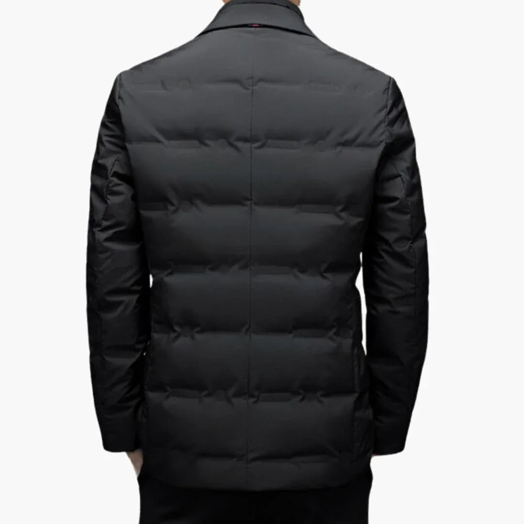 Men's Blazer Jacket with Notched Lapel and Button Placket