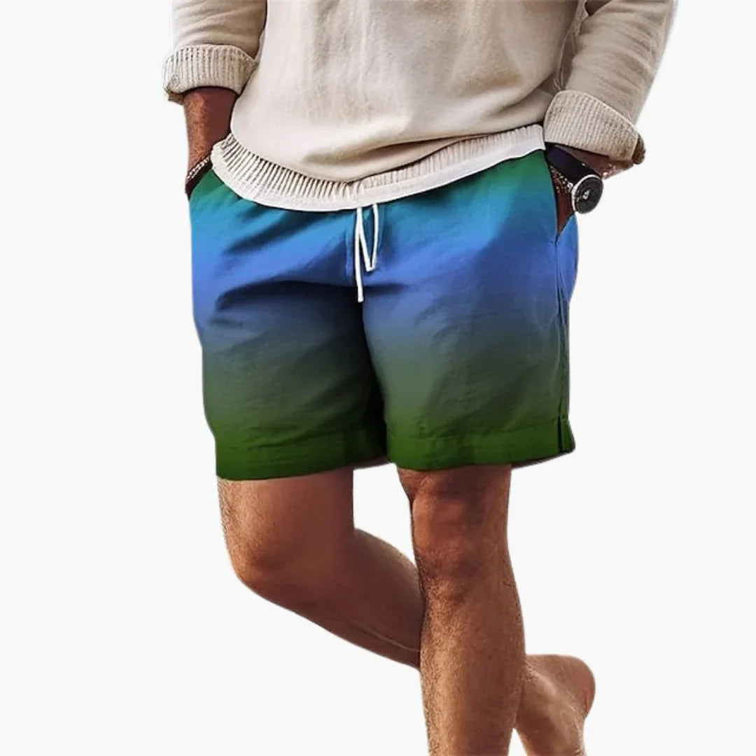 Men's Summer Shorts with Drawstring and Gradient