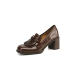 Justine | Women's Loafer Pumps with Tassel Detail and Block Heel