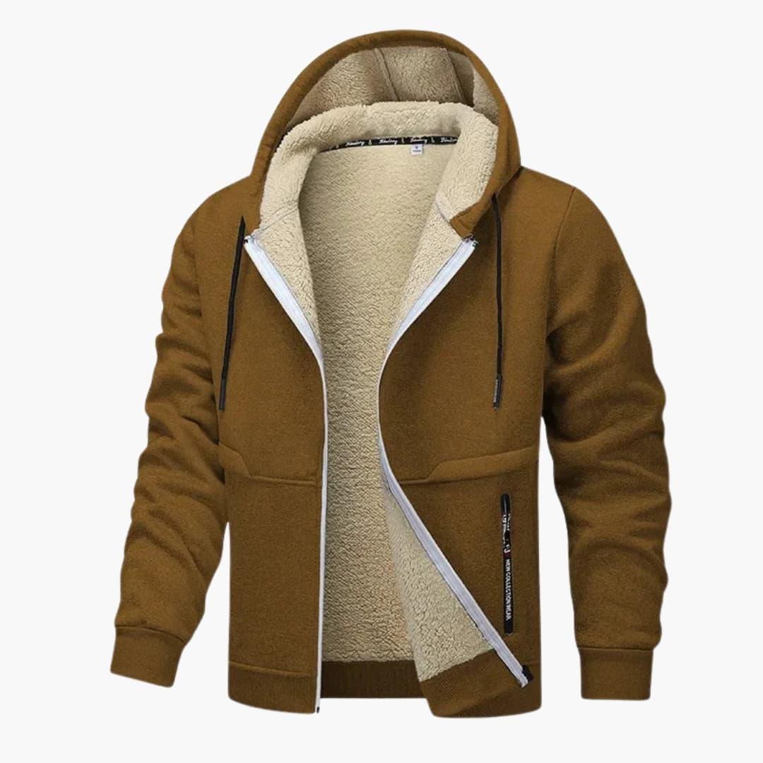 Men's Fleece Jacket with Zipper and Long Sleeves