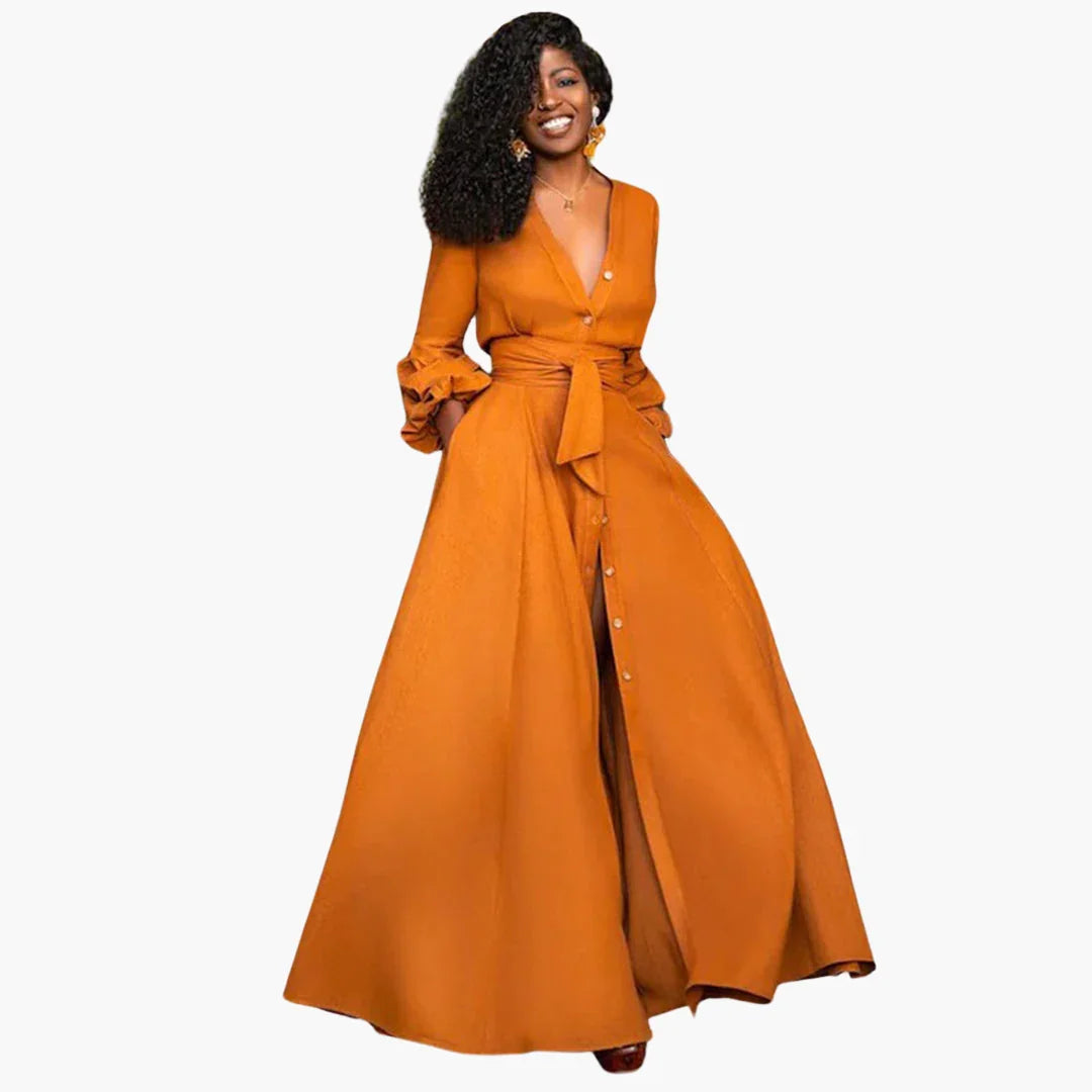 Bavane | Maxi Dress with Waist Belt for Women  Elegant & Long