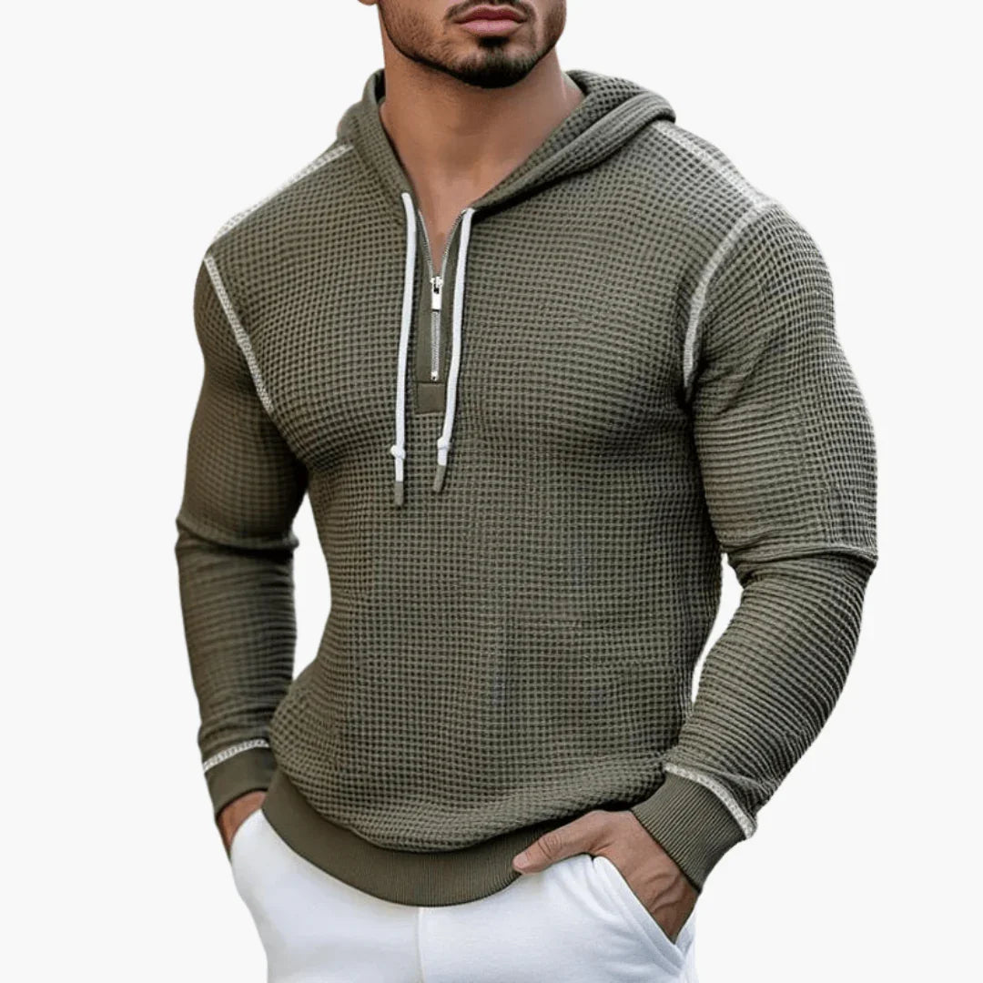 Stylish Waffle Hoodie with Long Sleeves for Men