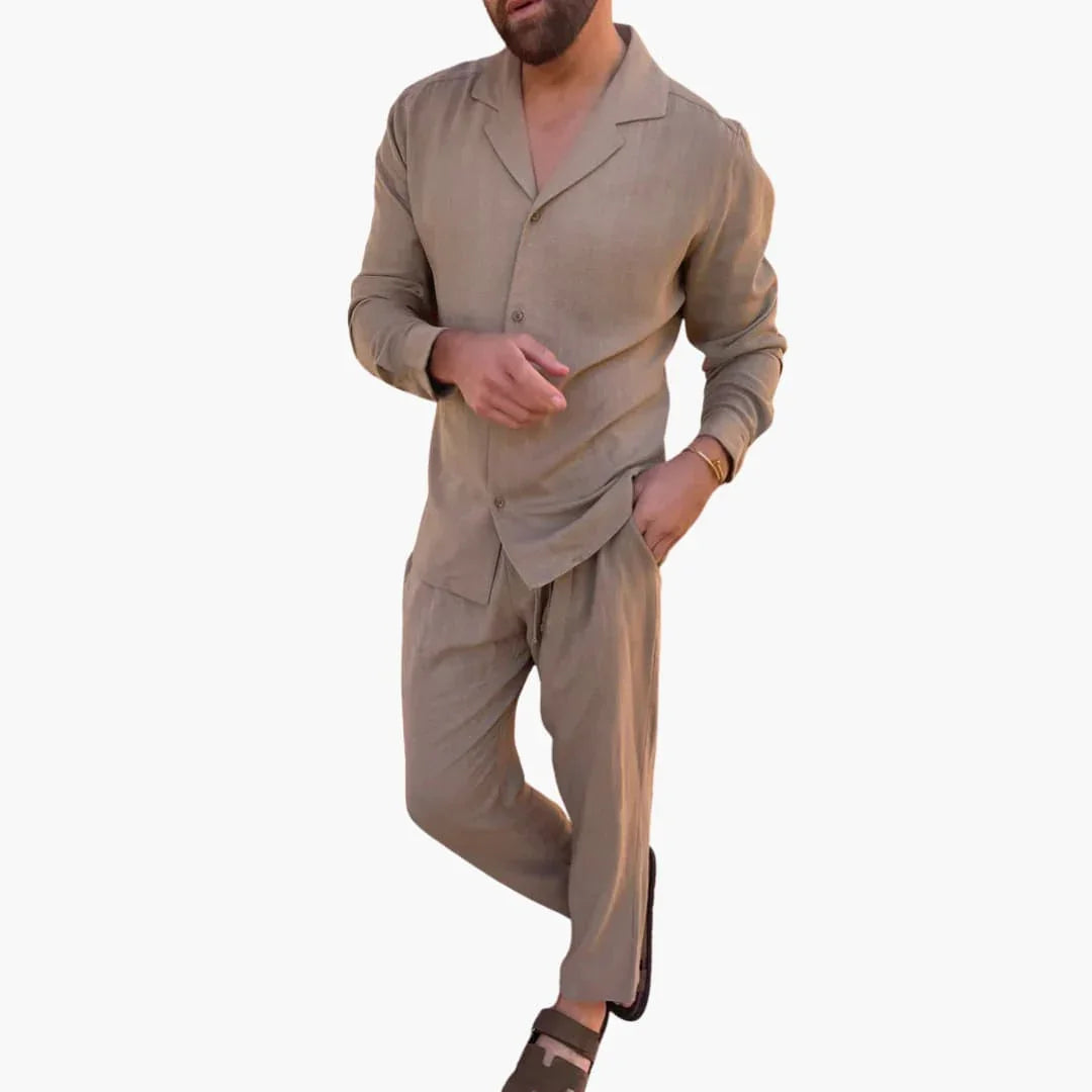 Bavane | Men's Summer Two-Piece Set with Shirt and Elastic Pants