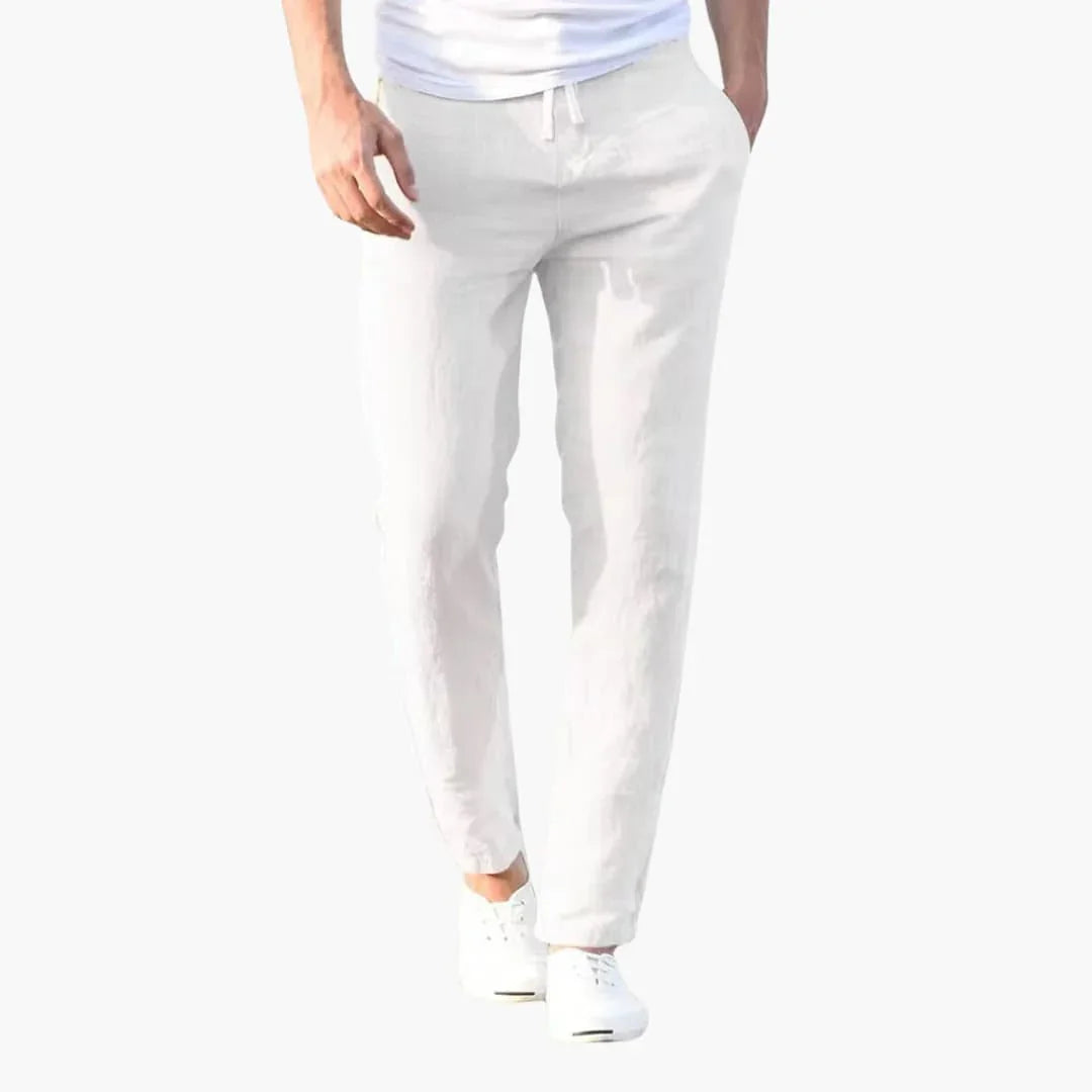 Men's Pants with Drawstring Waistband and Slim Fit