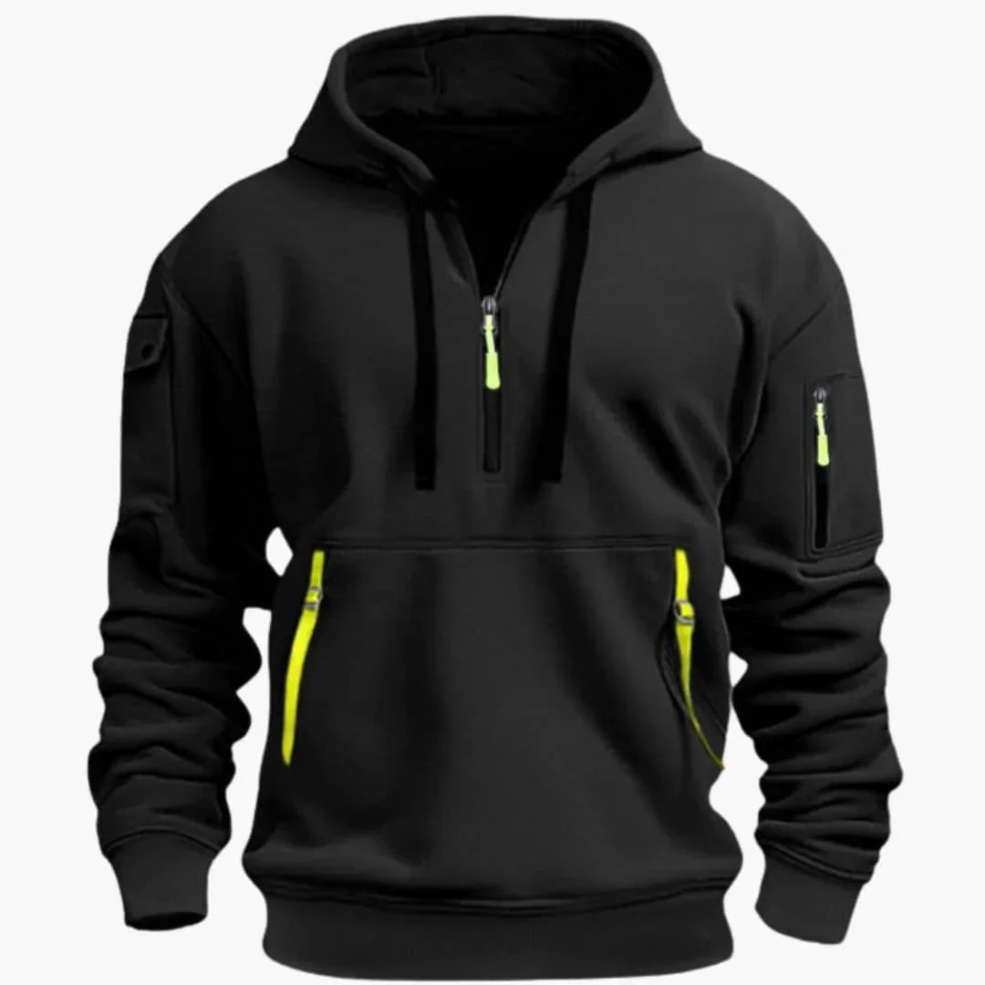 Men's Hoodie with Adjustable Hood and Zipper Pockets