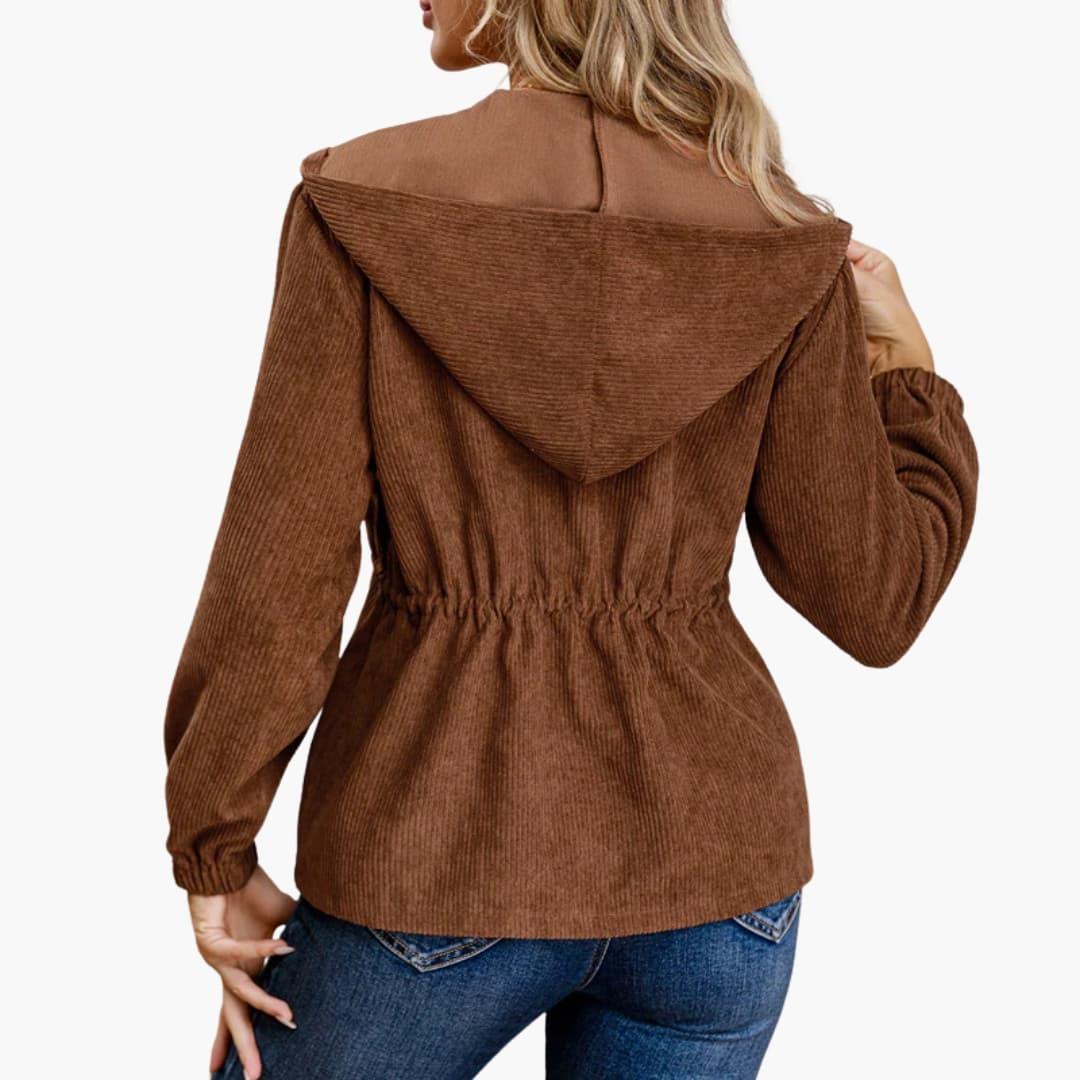 Women's Cord Jacket with Hood and Drawstring