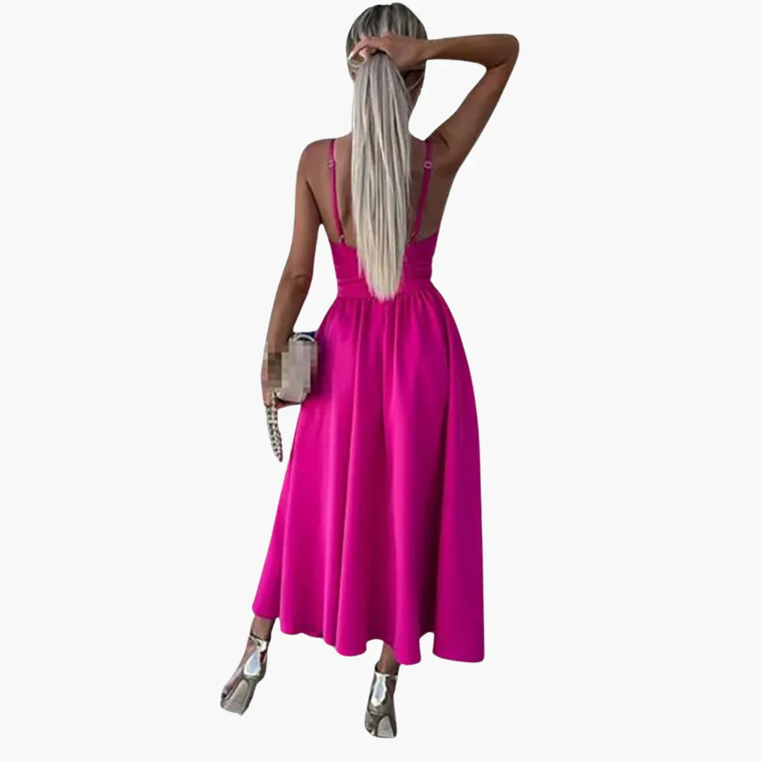 Elegant Midi Dress for Women  Summer Dress with Straps