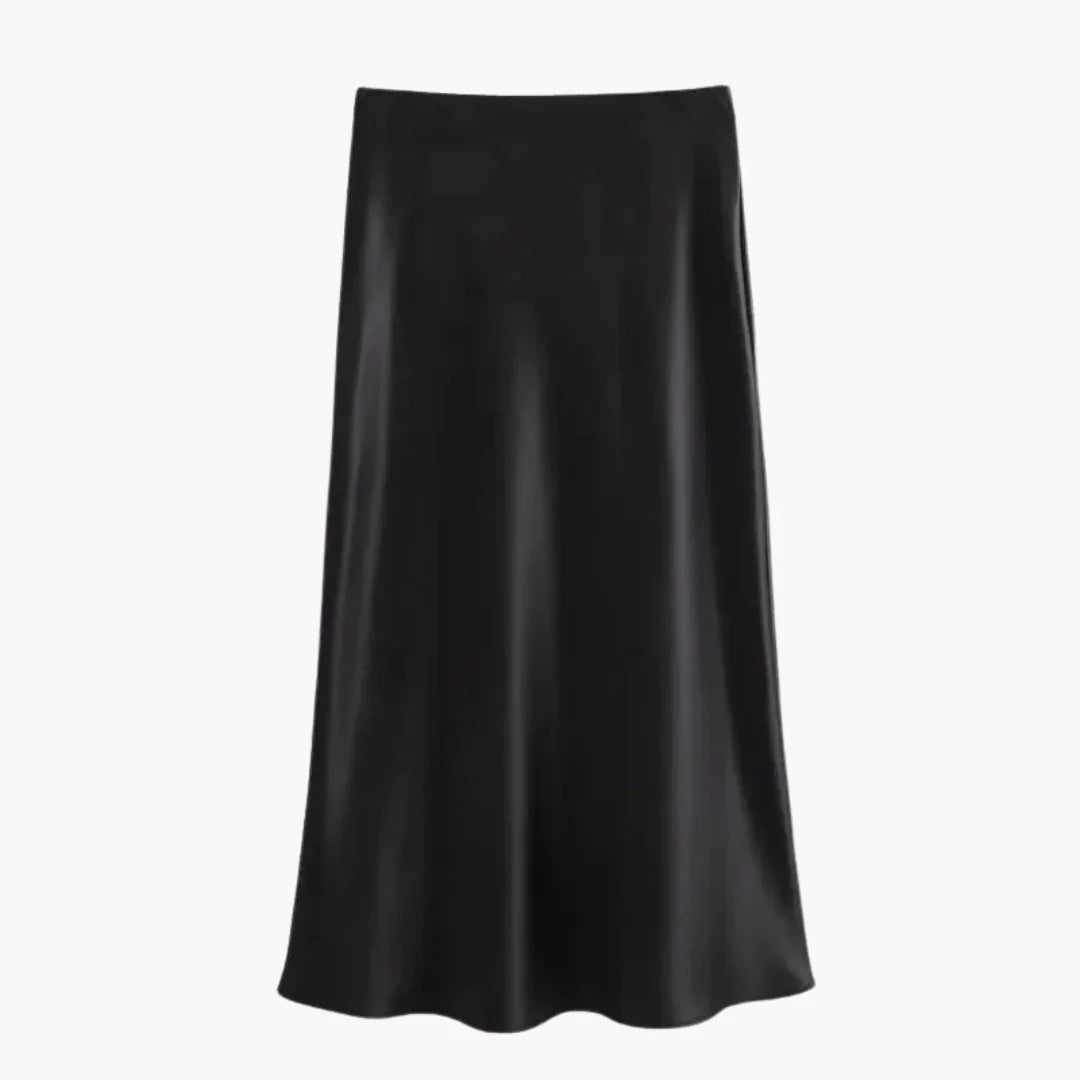 Flowing Satin Midi Skirt for Women