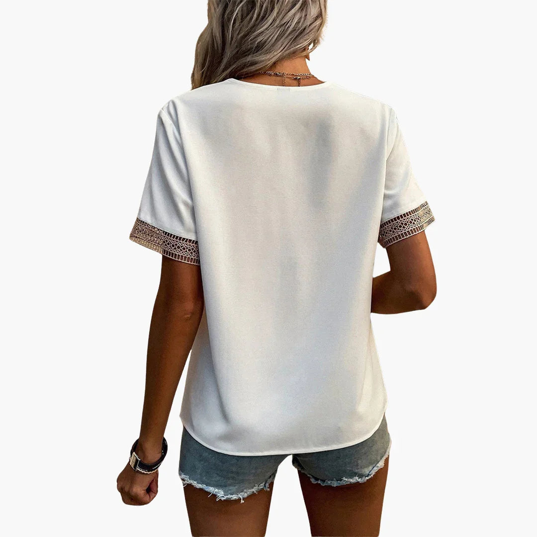 Lace Blouse for Women  Summery V-Neck Blouse with Lace