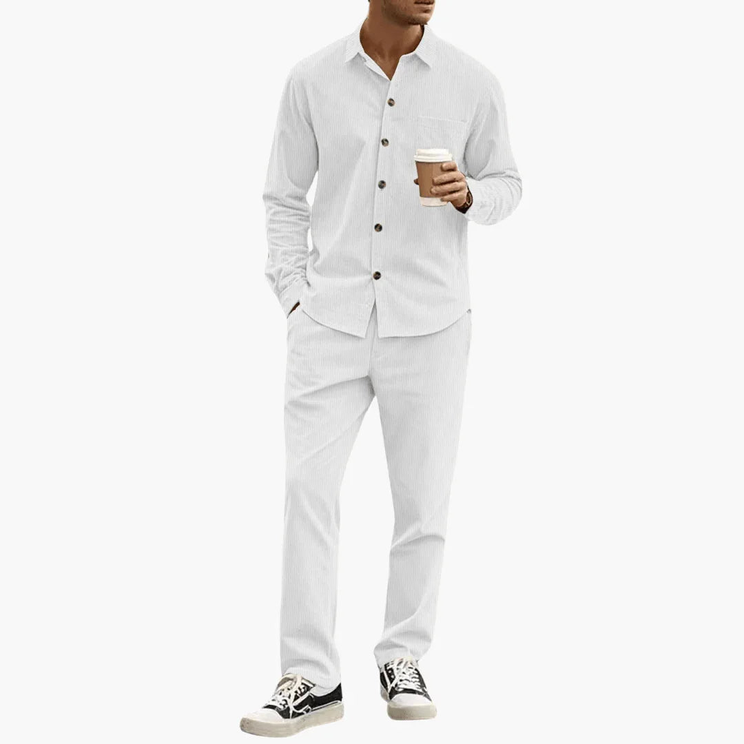Striped Men's Shirt & Pants Set - Casual Outfit for Men