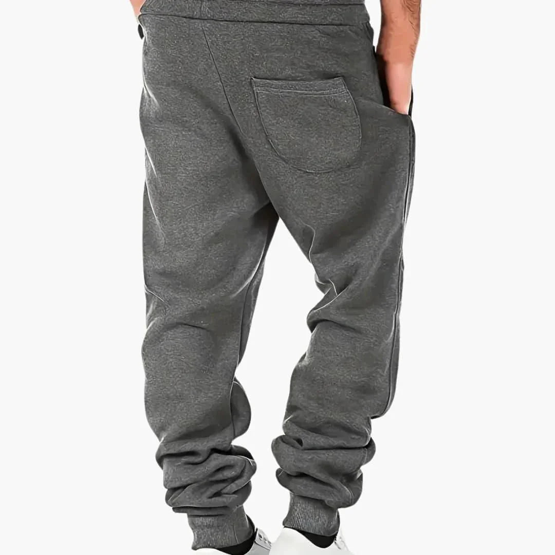 Men's Jogging Pants with Ribbed Cuffs and Back Pocket