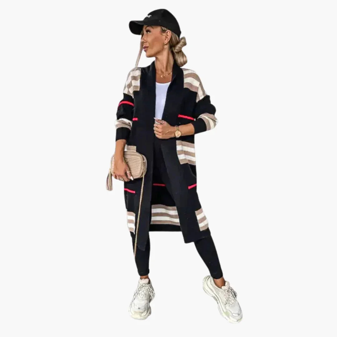 Women's Long Striped Cardigan
