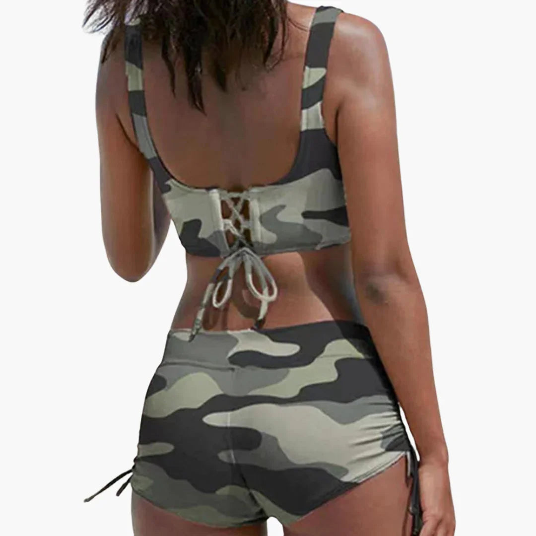 Twist Bikini Top with Shorts - Women's Two-Piece for Summer