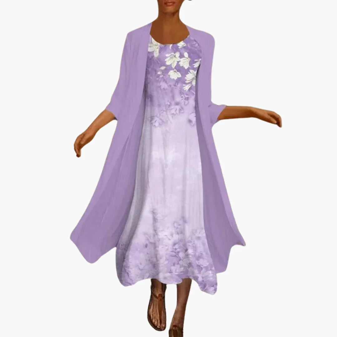 Maxi Summer Dress for Women - Floral with Cardigan Layer