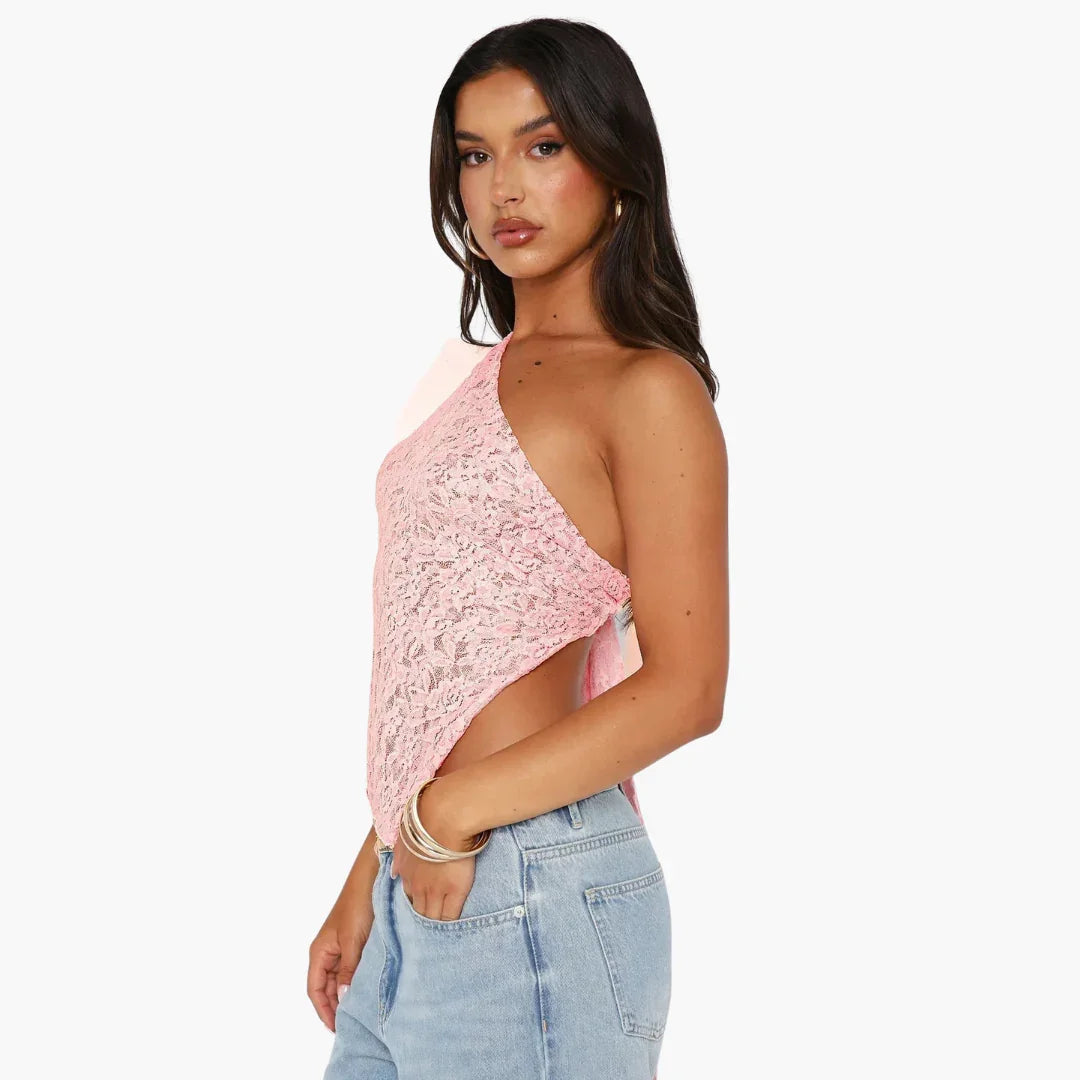 Lace One Shoulder Top for Women  Asymmetrical Trend Look