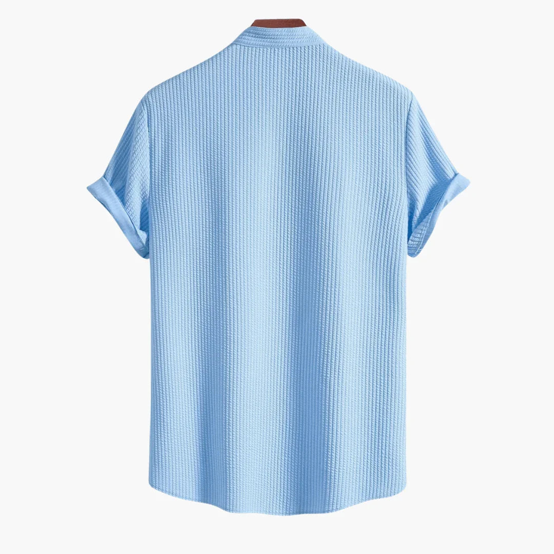 Men's Shirt with Stand-Up Collar  Casual & Comfortable for Summer