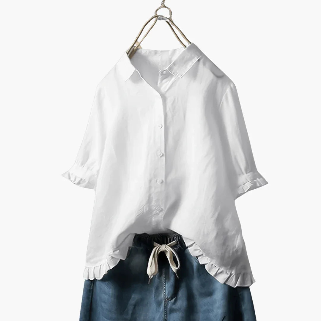 Elegant Blouse for Women - V-Neck & Long Sleeve Design