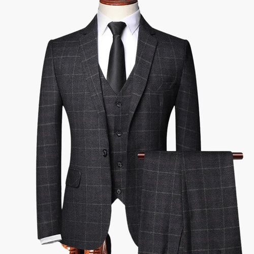 3-Piece Suit for Men with Vest and Blazer  Checkered Pattern