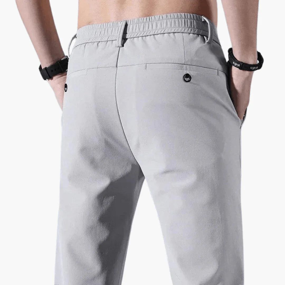 Bavane | Men's Slim Fit Pants with Stretch Waistband and Zipper