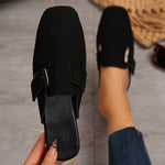 Women's Loafers with Square Toe and Buckle
