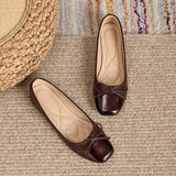 Women's Flat Shoes with Square Toe and Slip On
