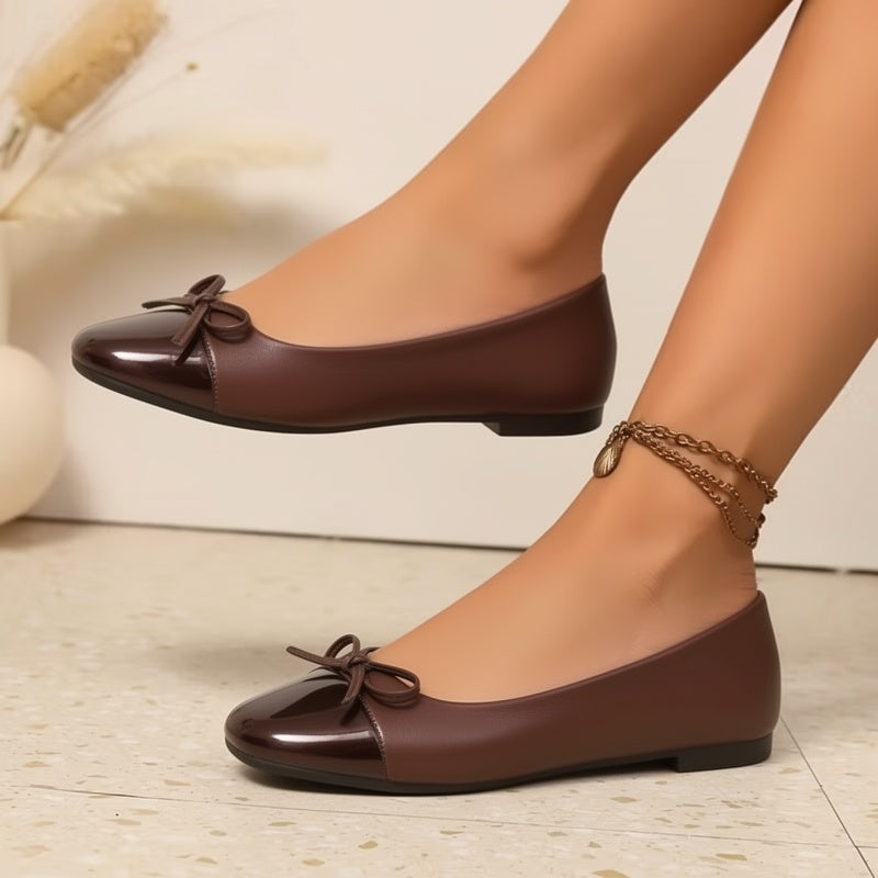 Women's Flat Shoes with Square Toe and Slip On