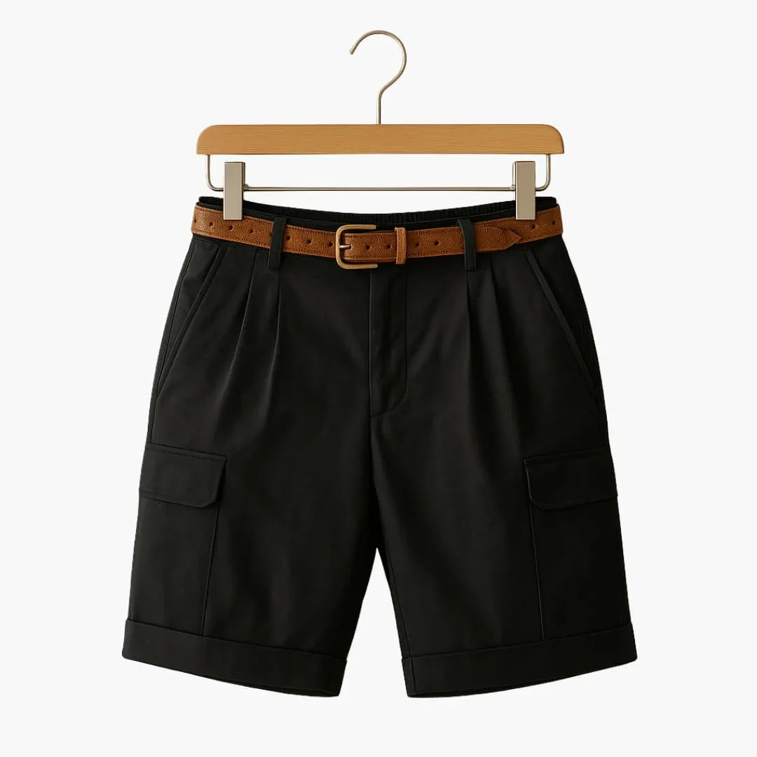 Men's Summer Shorts Made of Linen Blend with Cargo Pockets