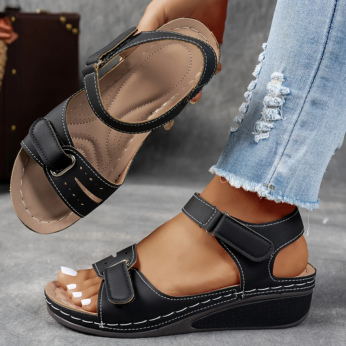 Women's Orthopedic Sandals with Cushioned Footbed and Wedge Sole