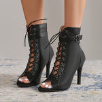 Women's Stiletto Heels with Pull On and Open Toe