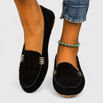 Women's Loafers with Slip On and Metal Bar