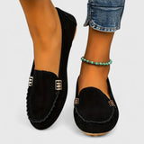 Women's Loafers with Slip On and Metal Bar
