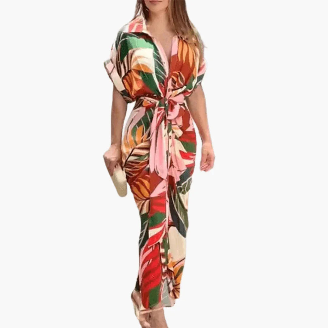 Shirt Dress for Women  Belt, Floral Pattern, Summer