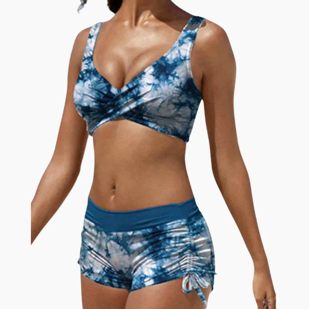 Twist Bikini Top with Shorts - Women's Two-Piece for Summer