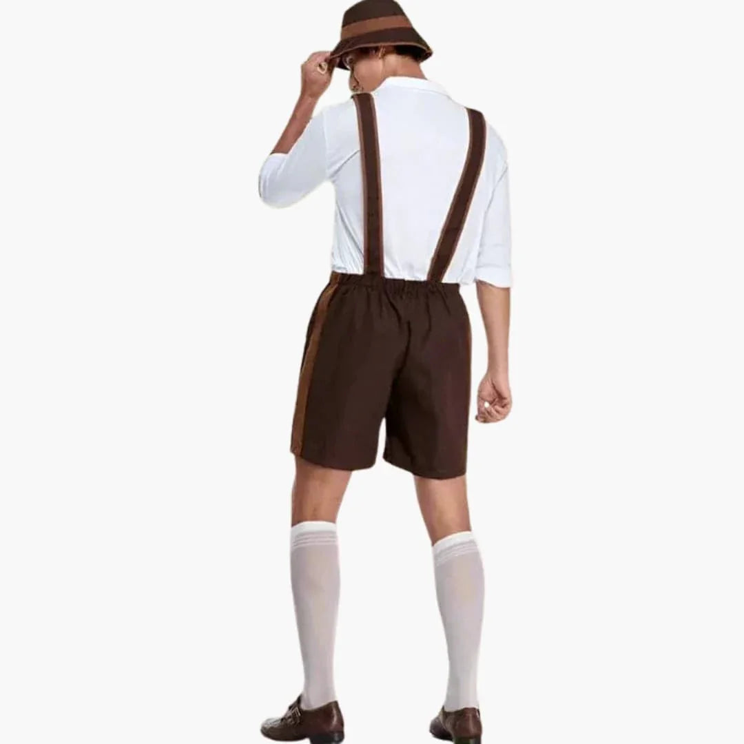 Men's Bavarian Costume with Shirt and Adjustable Suspenders
