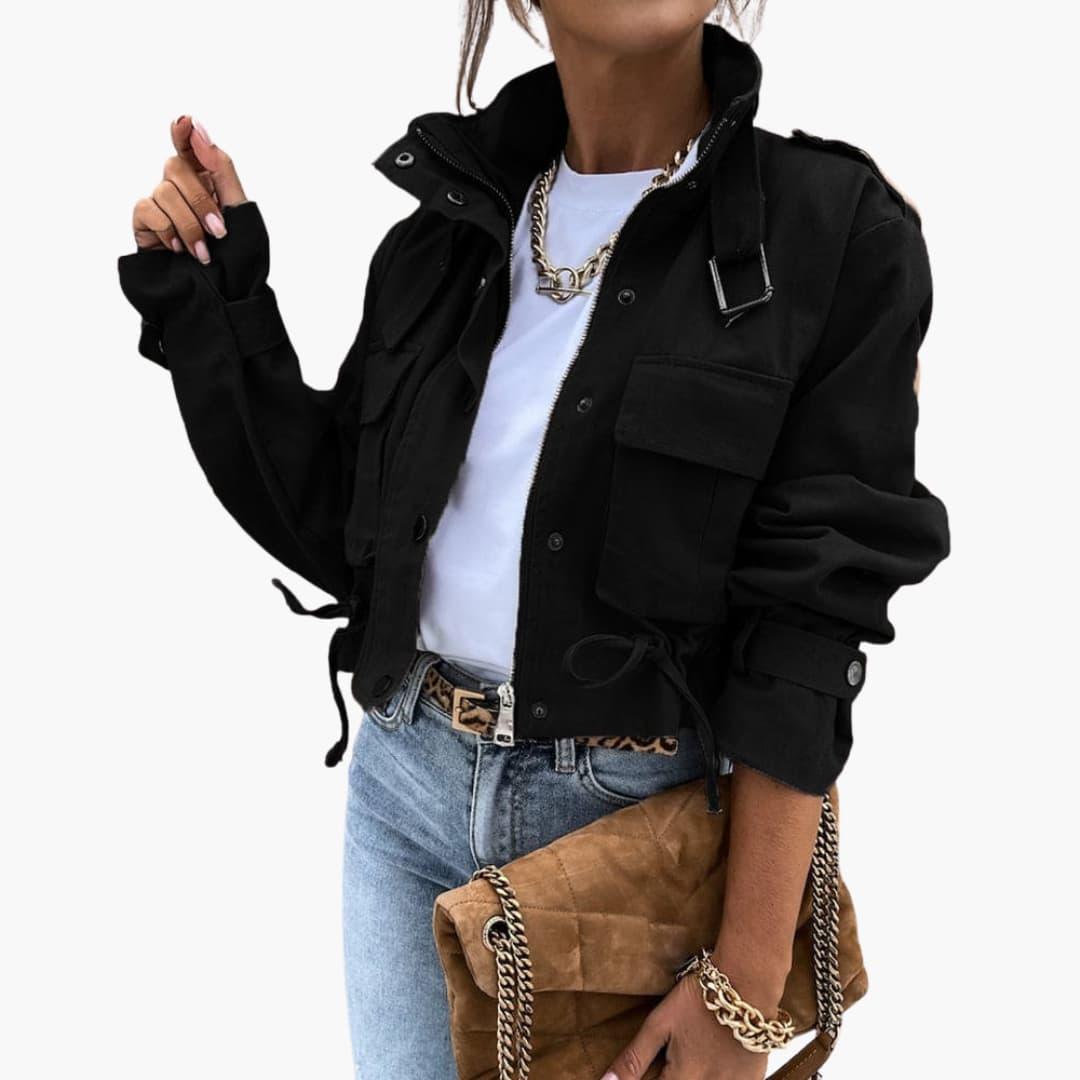 Cropped Transitional Jacket with Pockets for Women
