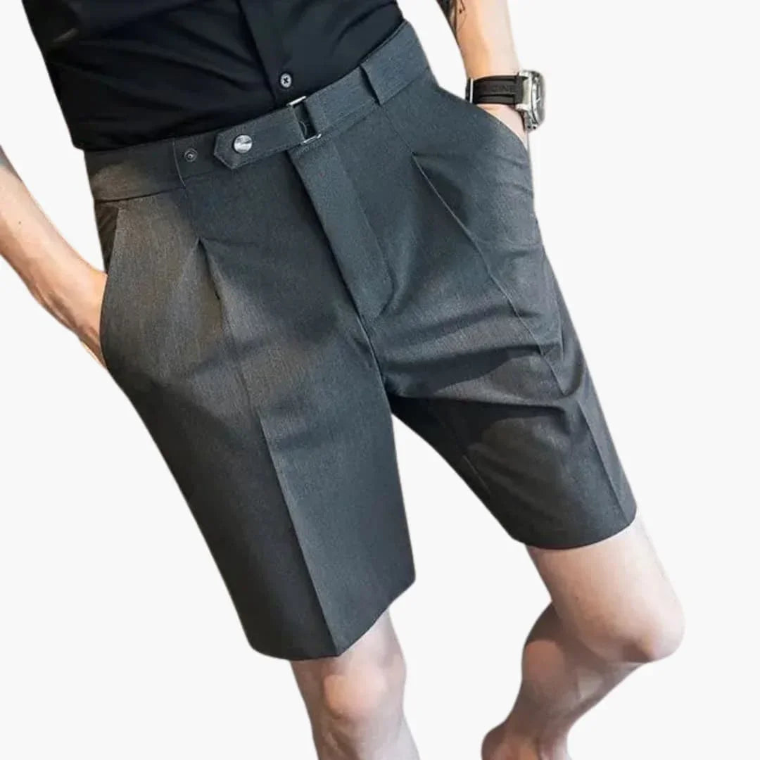 Men's Summer Shorts with Pleats and Belt Loops