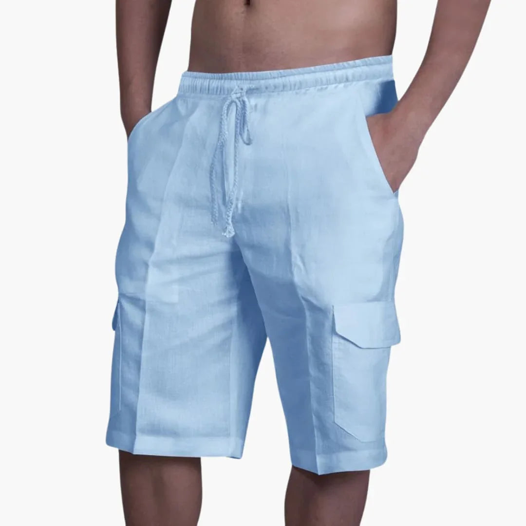 Men's Cargo Shorts with Drawstring and Pockets for Summer