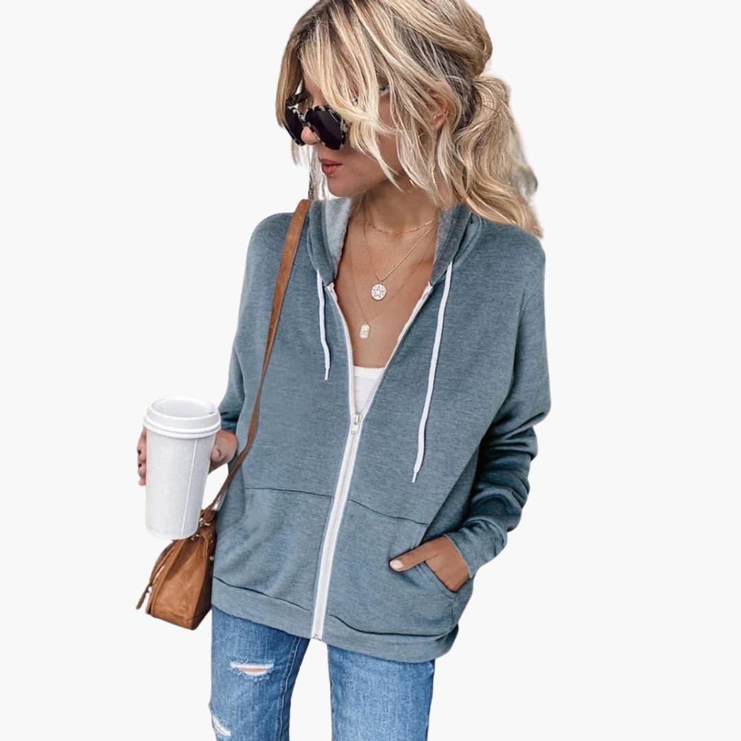Women's Zip-Up Hoodie with Side Pockets