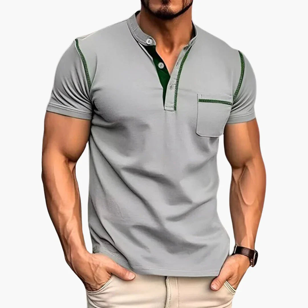 Henley T-Shirt for Men  Short Sleeve with Chest Pocket