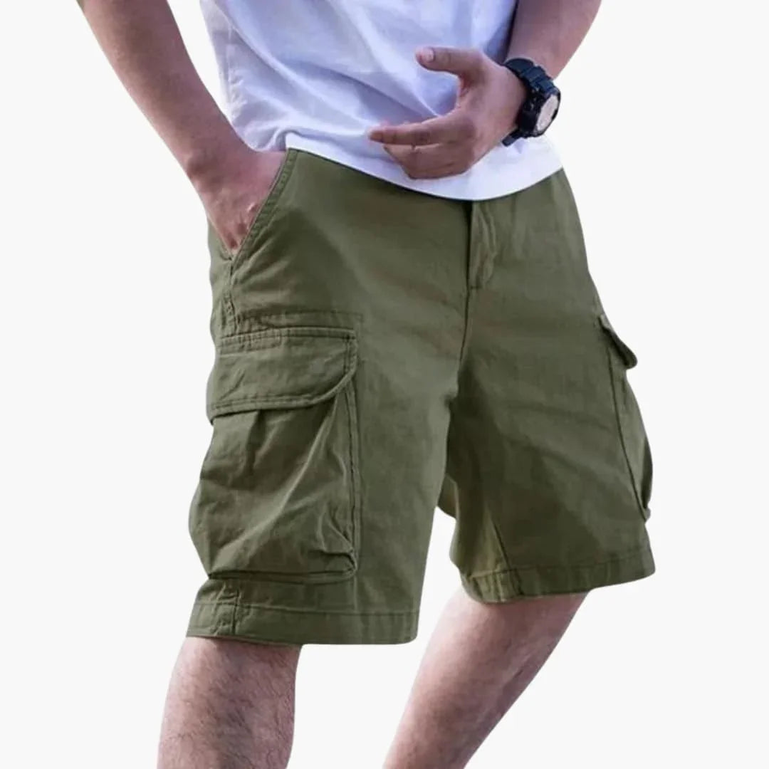 Men's Summer Cargo Shorts with Pockets and Zipper Closure