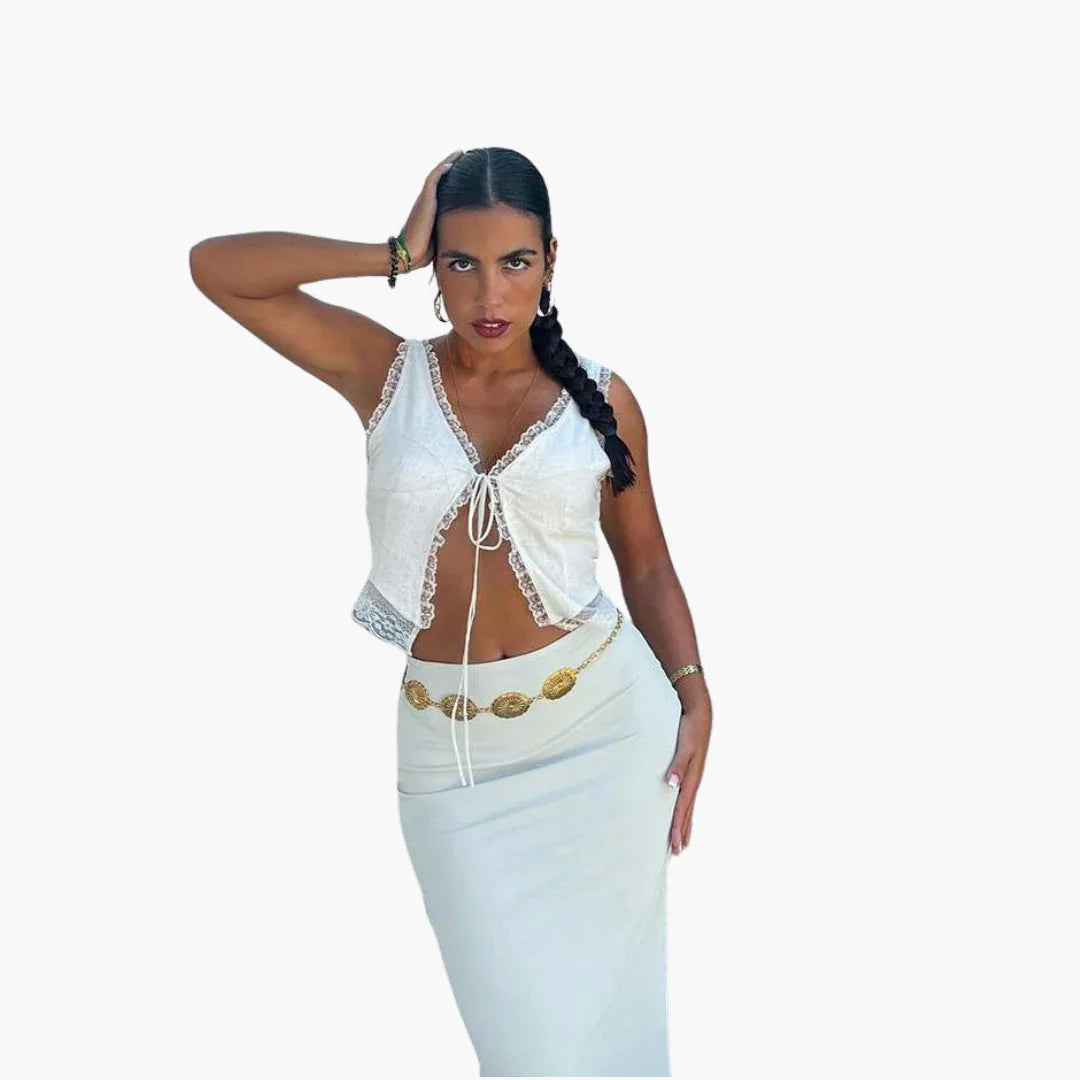 Elegant V-Neck Top - Women's Summer Blouse