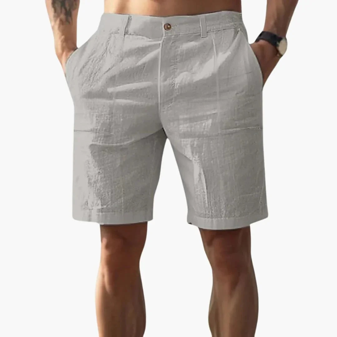 Men's Linen Shorts with Zipper and Side Pockets