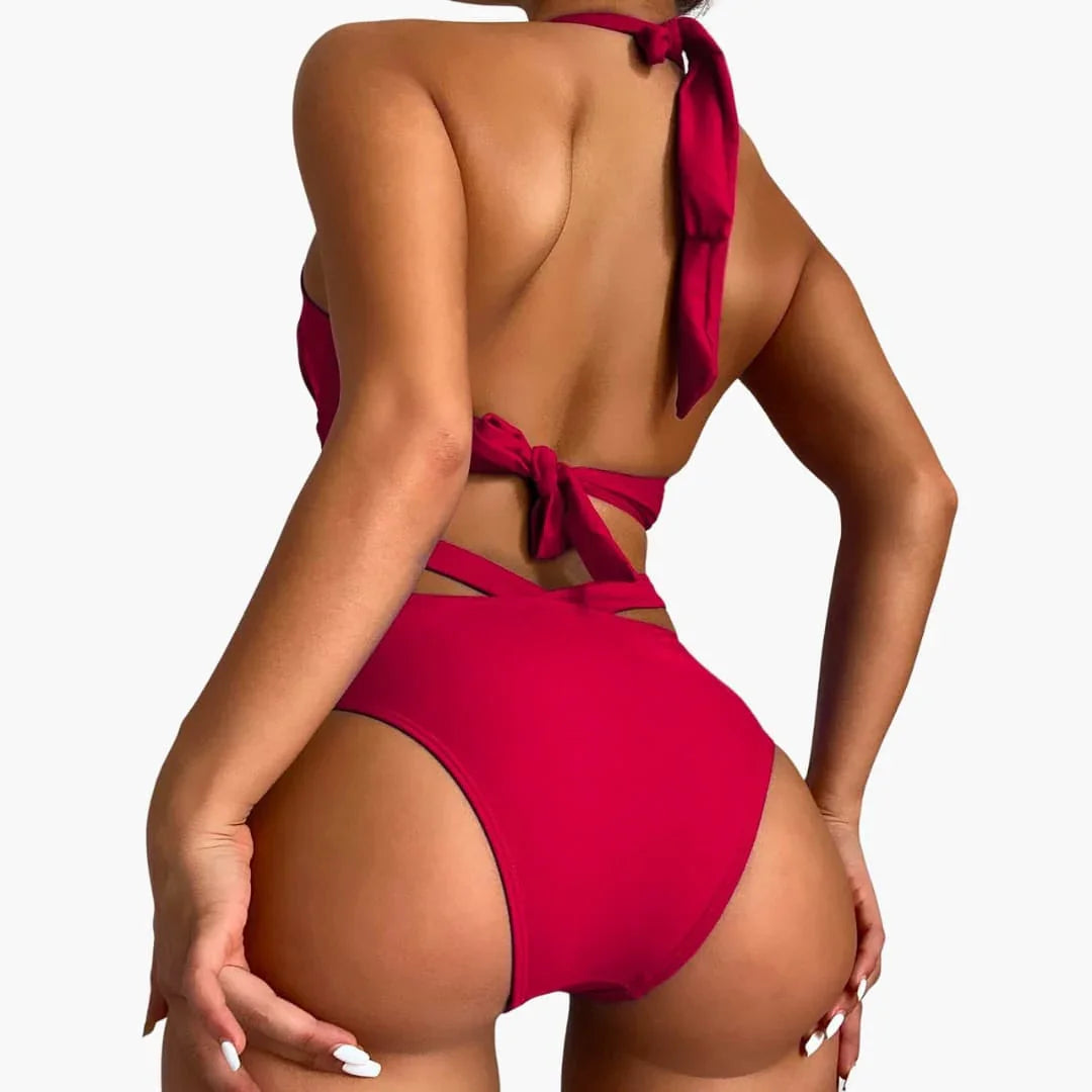 Two-Piece Women's Bikini with High Waist and Tummy Control