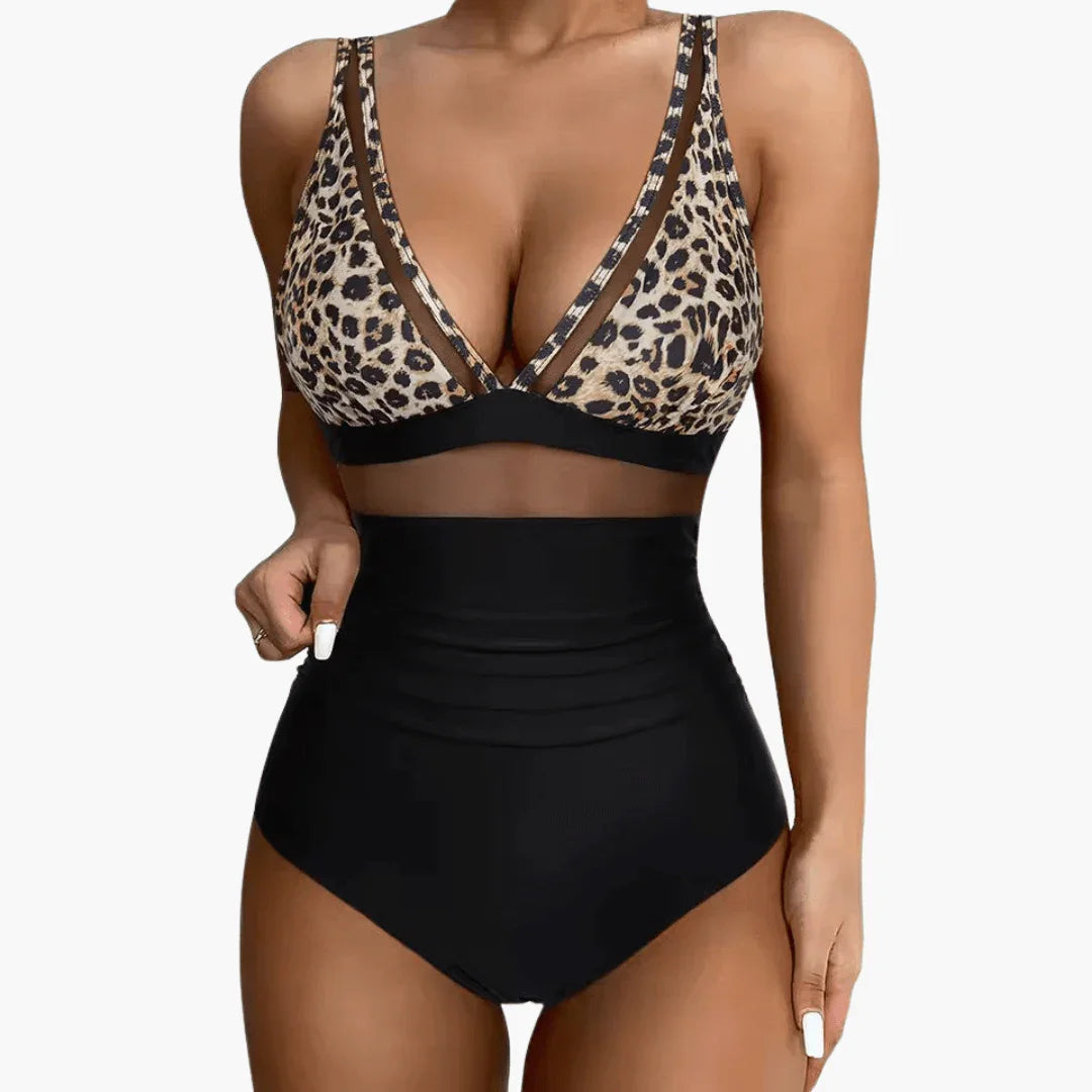 Women's Mesh Swimsuit  Sexy High Waist One-Piece
