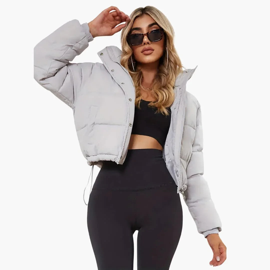 Women's Short Jacket with Hood and Zipper