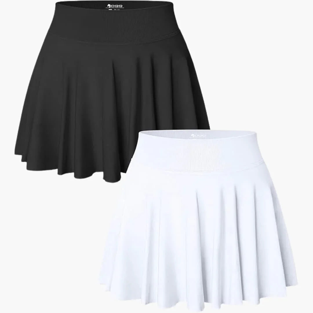 Women's Mini Skirt 2-Pack with High Waist and Stretch Band