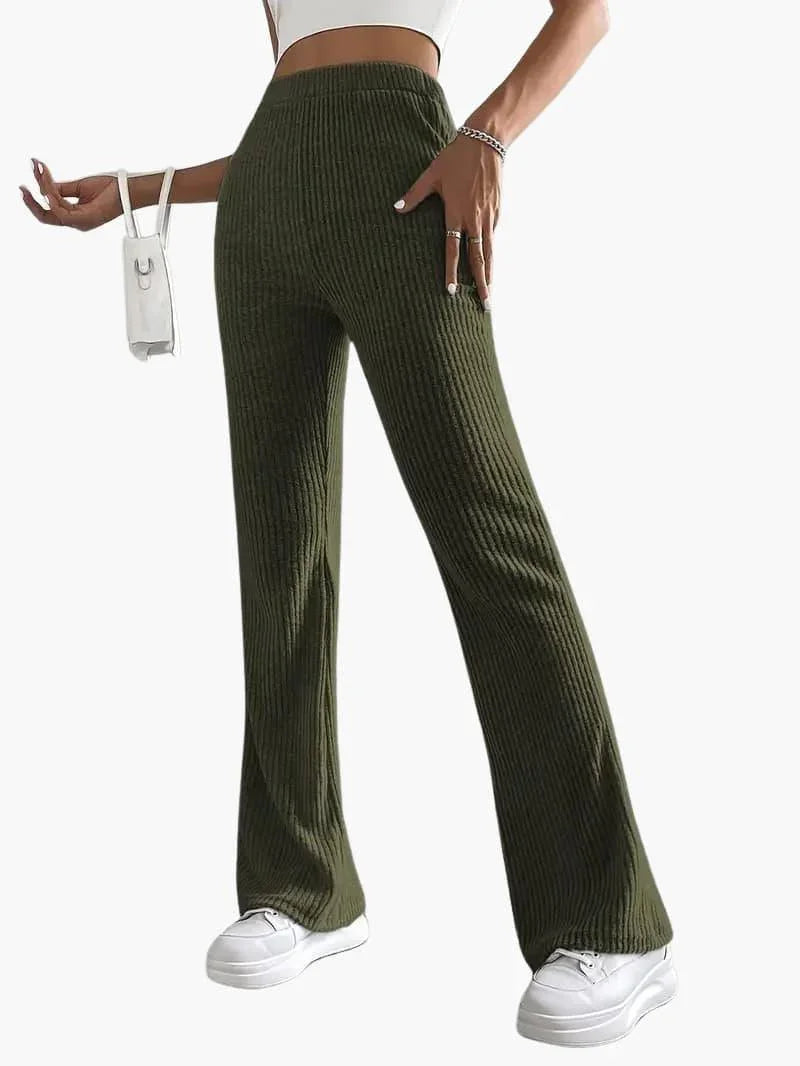 Wide High Waist Knit Pants for Women  Comfortable Lounge Fit